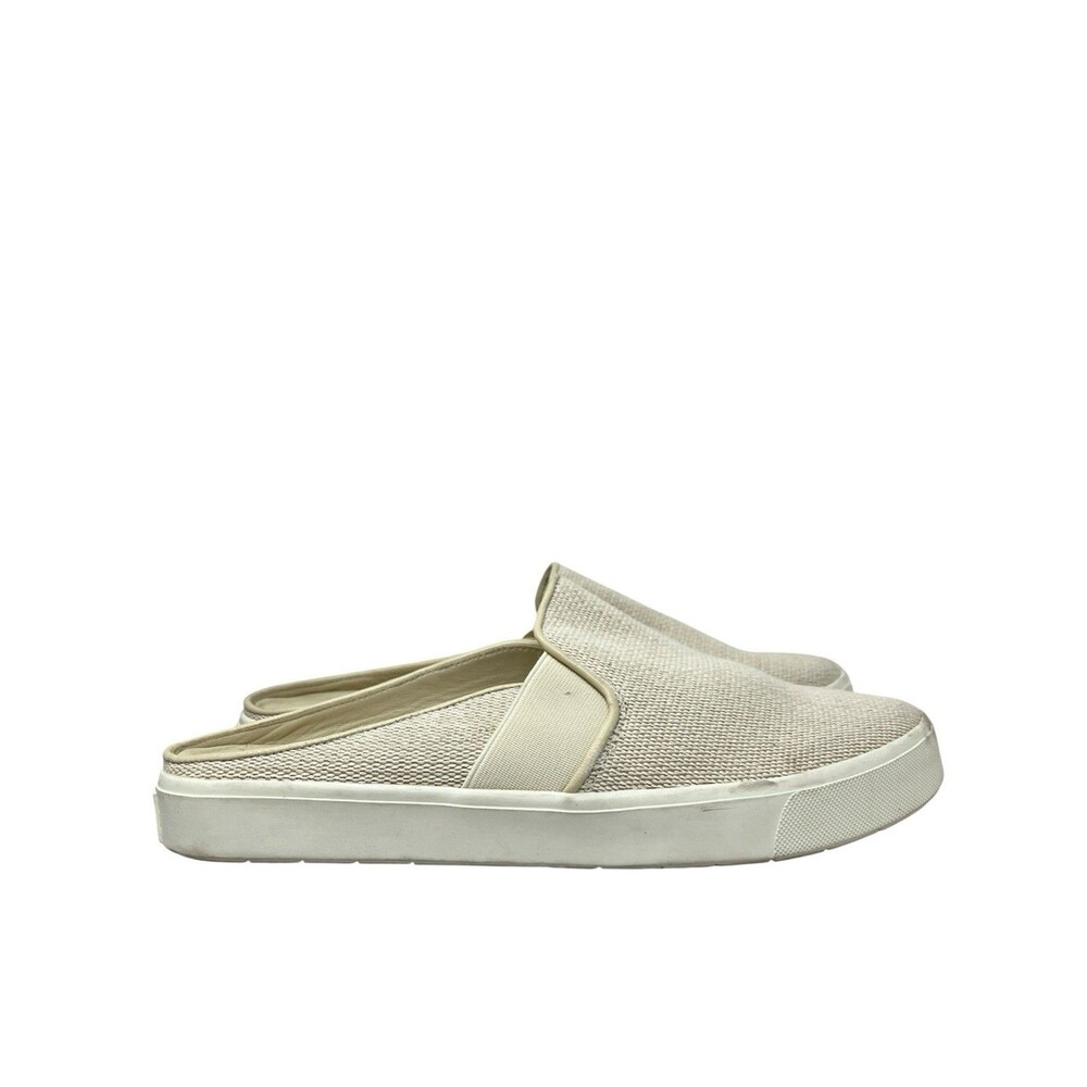 Vince‎ Blair Mule Shoes Womens 8 Beige Woven Slip On Quiet Luxury Coastal Chic